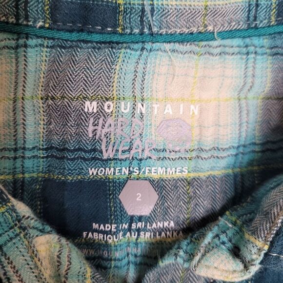 MOUNTAIN HARD WEAR teal plaid button up flannel long sleeve shirt 2 - Picture 4 of 8